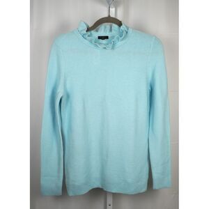 NWT Talbots Petites Small Ruffle Neck Robin Egg Blue Acrylic Sweater